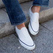 AS-041-WHT - ASAHI Cotton Deck Shoes - White