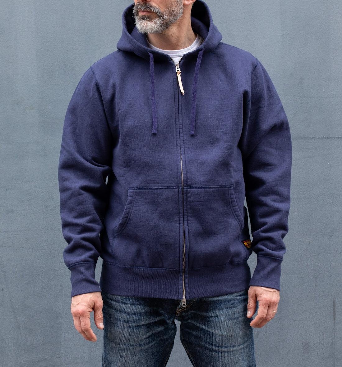 IHSW-10-NAV - 14oz Ultra Heavyweight Loopwheel Cotton Zip Up Hoodie - Navy