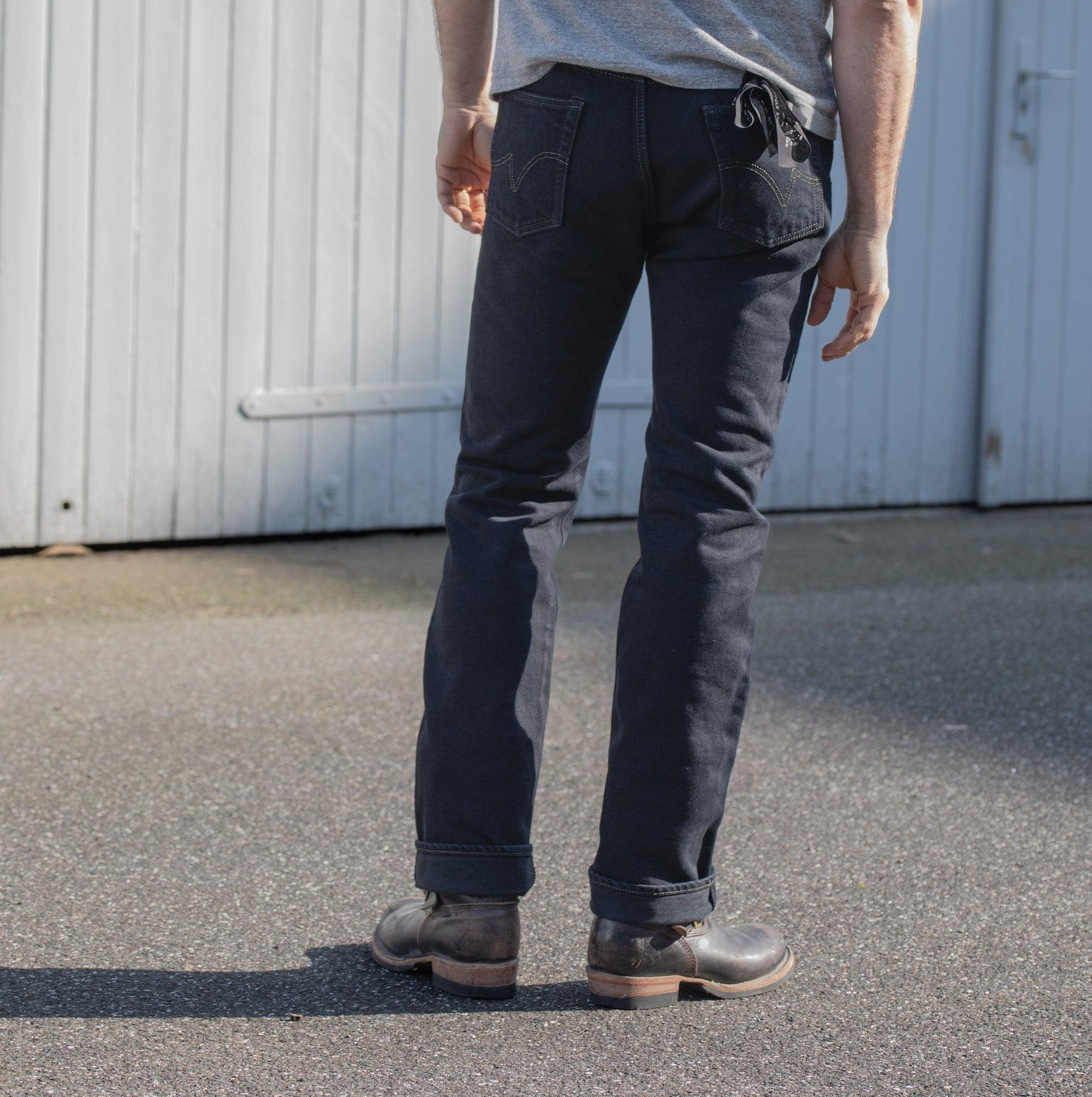 IH-888S-21OD - 21oz Selvedge Denim Tapered Jeans - Black Overdyed