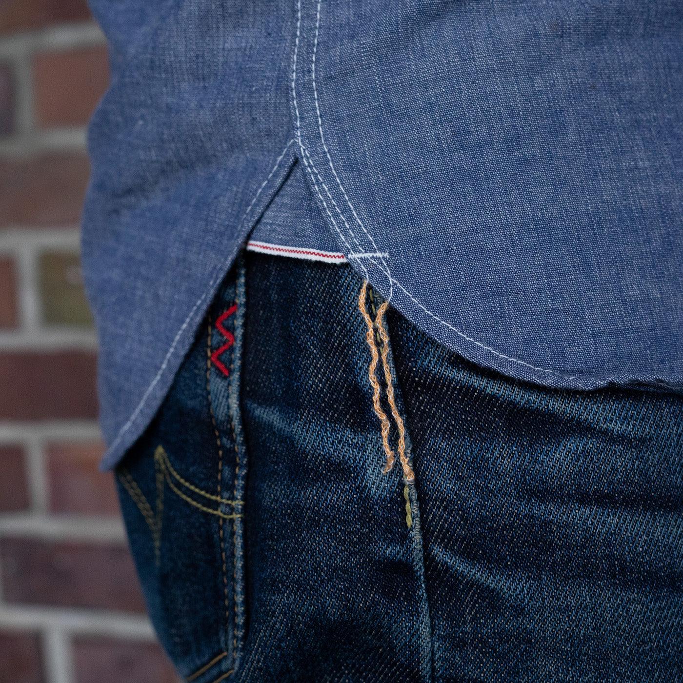 IHSH-13-BLU - 10oz Selvedge Chambray Single Yoke Western Shirt - Blue