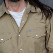 IHSH-394-KHA - 7oz Fatigue Cloth Western Shirt - Khaki