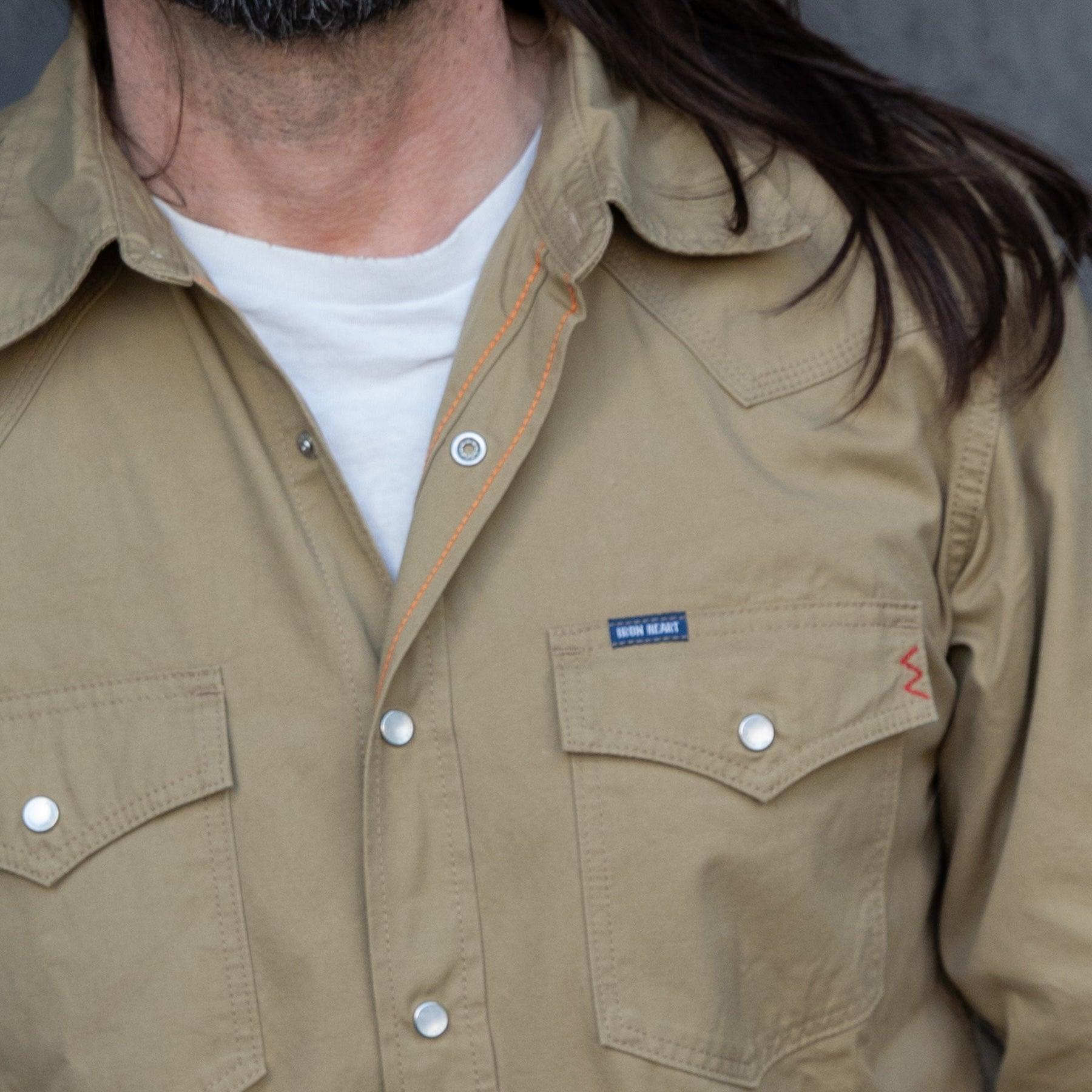 IHSH-394-KHA - 7oz Fatigue Cloth Western Shirt - Khaki