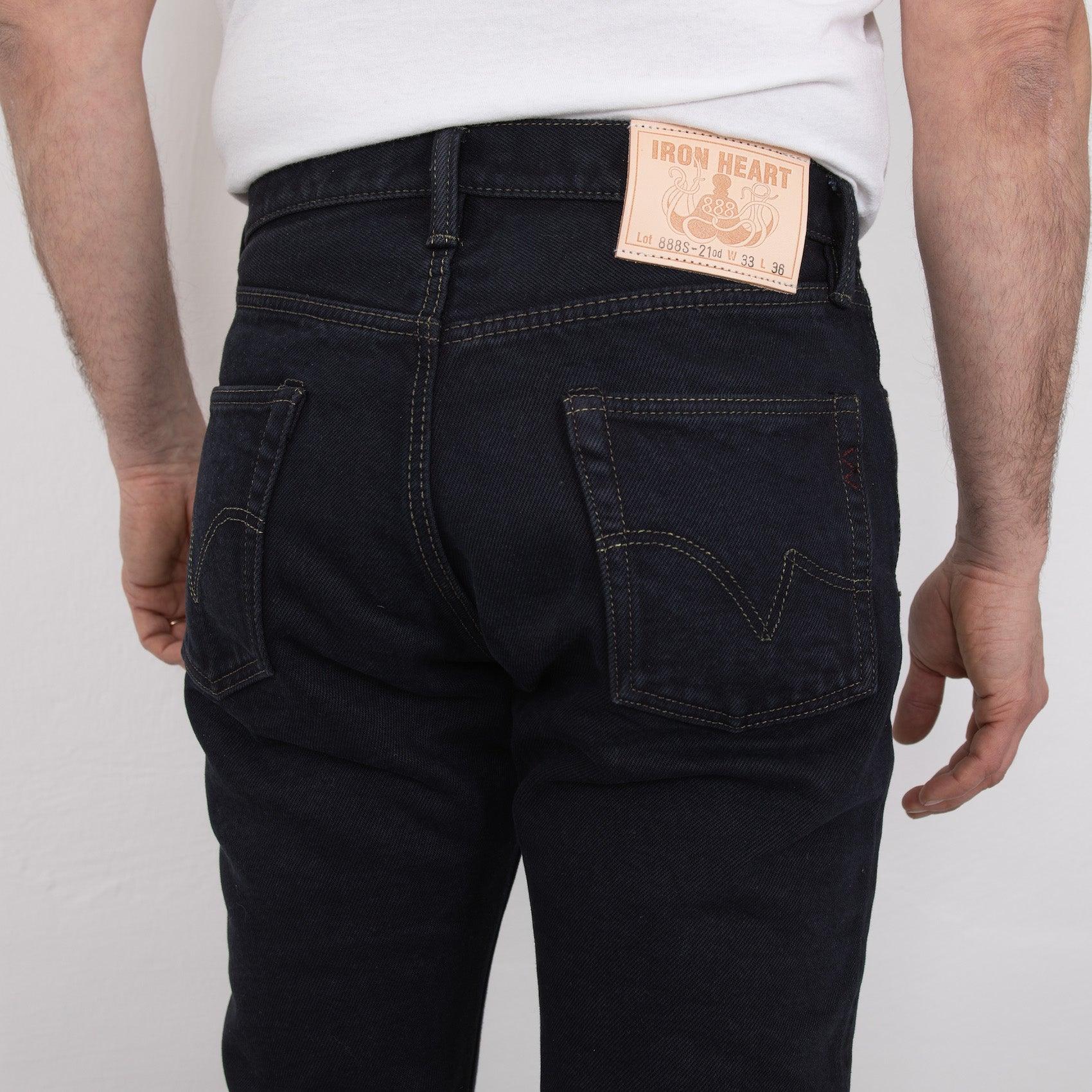 IH-888S-21OD - 21oz Selvedge Denim Tapered Jeans - Black Overdyed