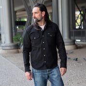 IHSH-394-BLK - 7oz Fatigue Cloth Western Shirt - Black