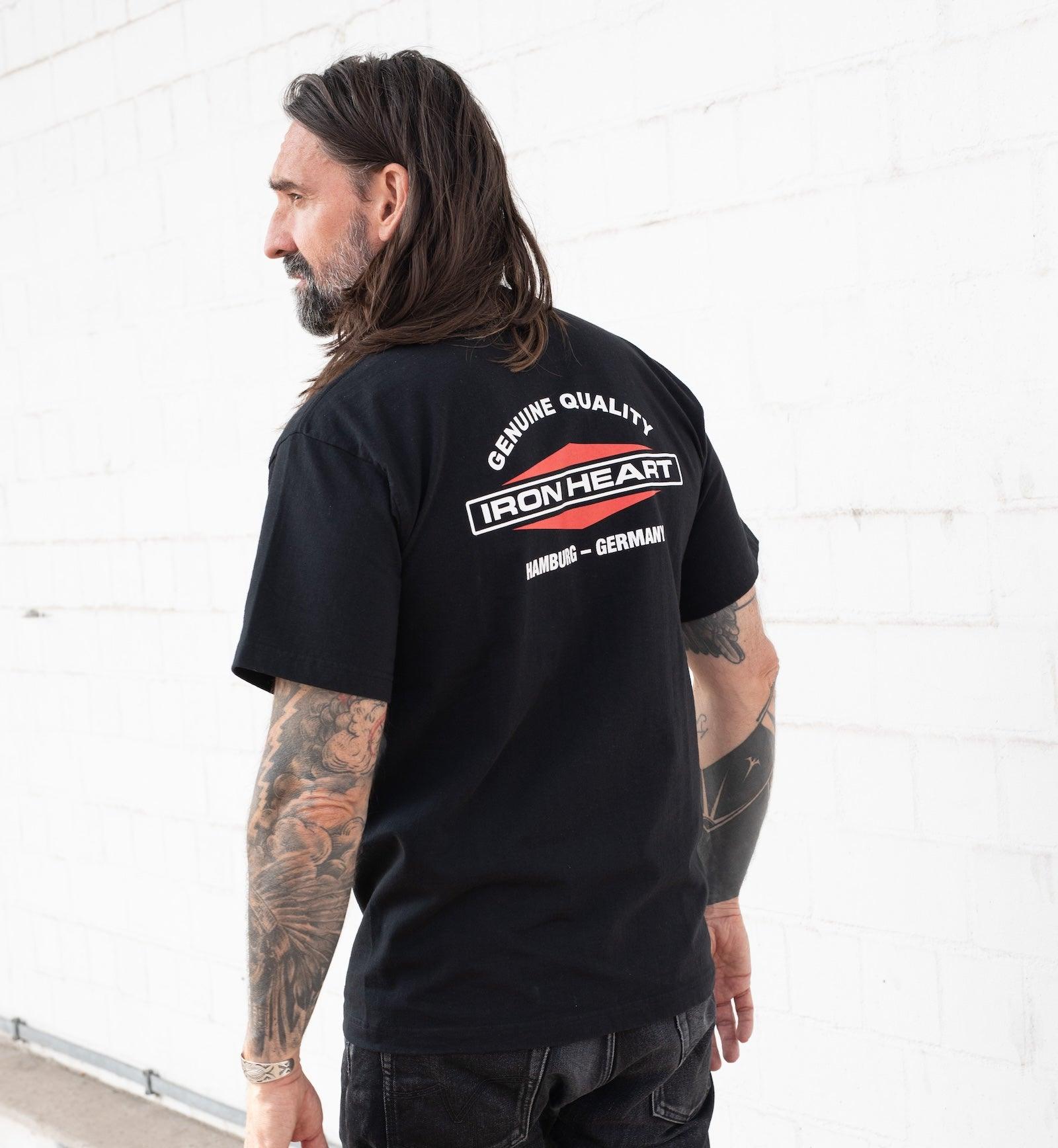 IHT-IHG-6-BLK - Iron Heart Hamburg 7.5oz Loopwheel Crew Neck T-Shirt - Black