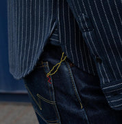 IHSH-402-NAV - Ultra Heavy Flannel Chalk Stripe Work Shirt - Navy
