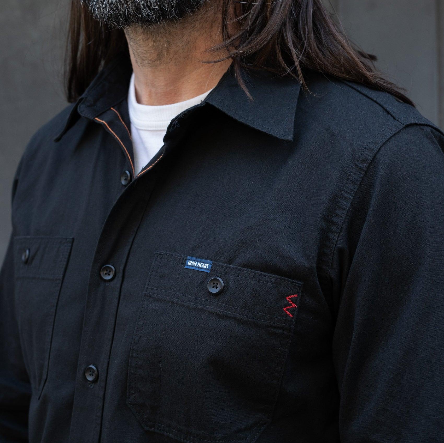 IHSH-395-BLK - 7oz Fatigue Cloth Work Shirt - Black