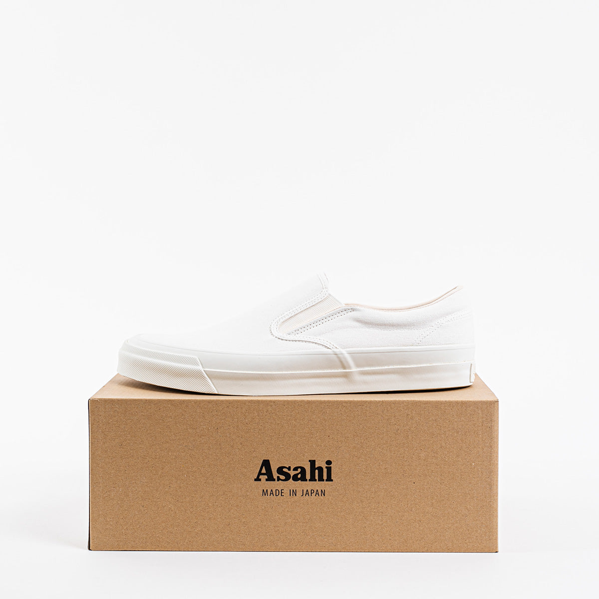AS-040-WHT - ASAHI COTTON SLIP ON SHOES - White/ White