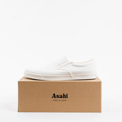 AS-040-WHT - ASAHI COTTON SLIP ON SHOES - White/ White