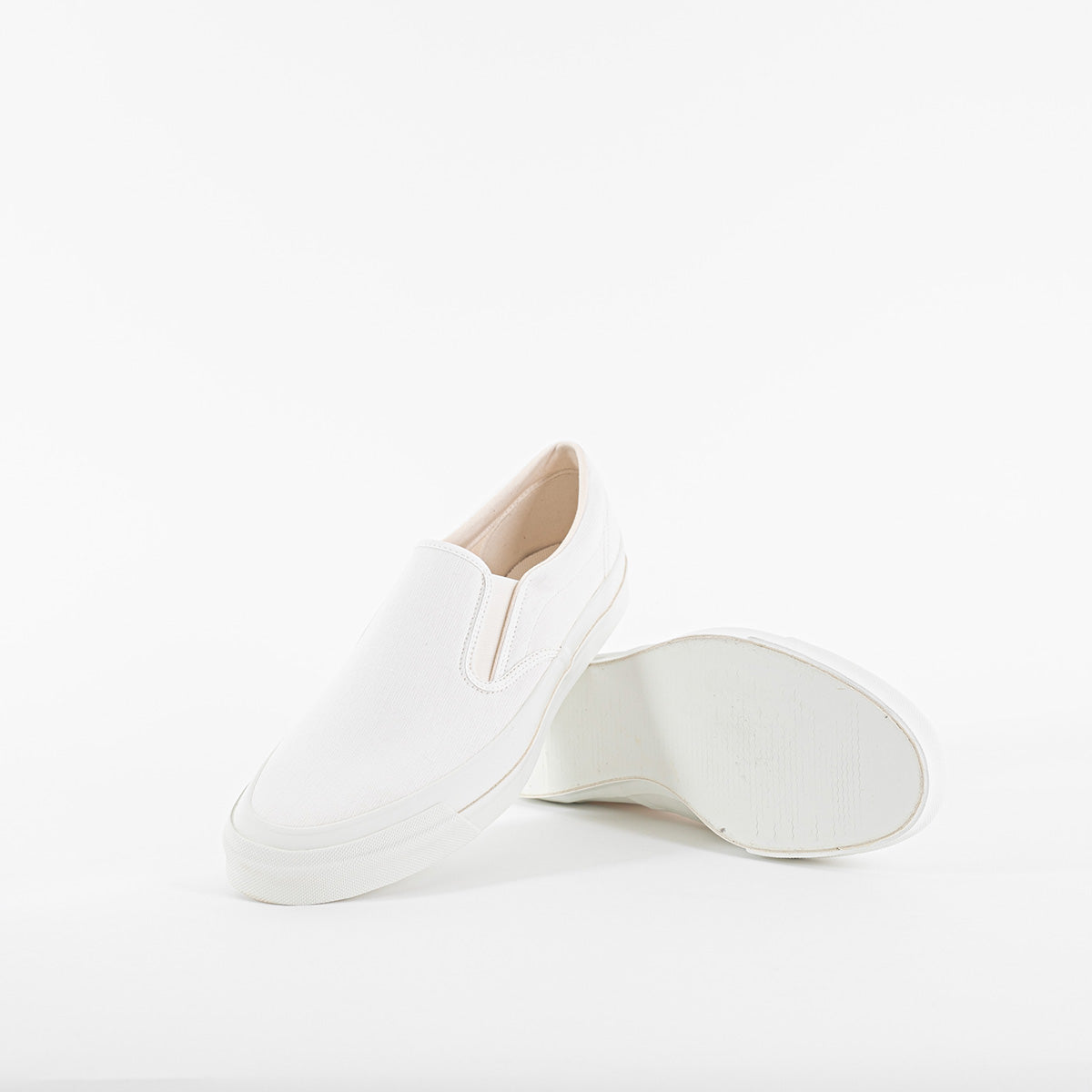 AS-040-WHT - ASAHI COTTON SLIP ON SHOES - White/ White