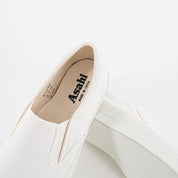 AS-040-WHT - ASAHI COTTON SLIP ON SHOES - White/ White