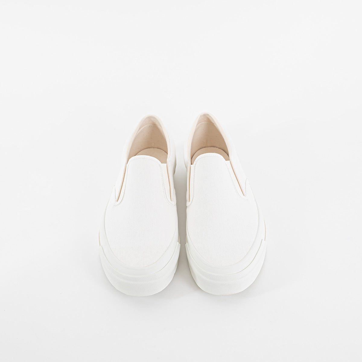 AS-040-WHT - ASAHI COTTON SLIP ON SHOES - White/ White