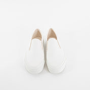 AS-040-WHT - ASAHI COTTON SLIP ON SHOES - White/ White