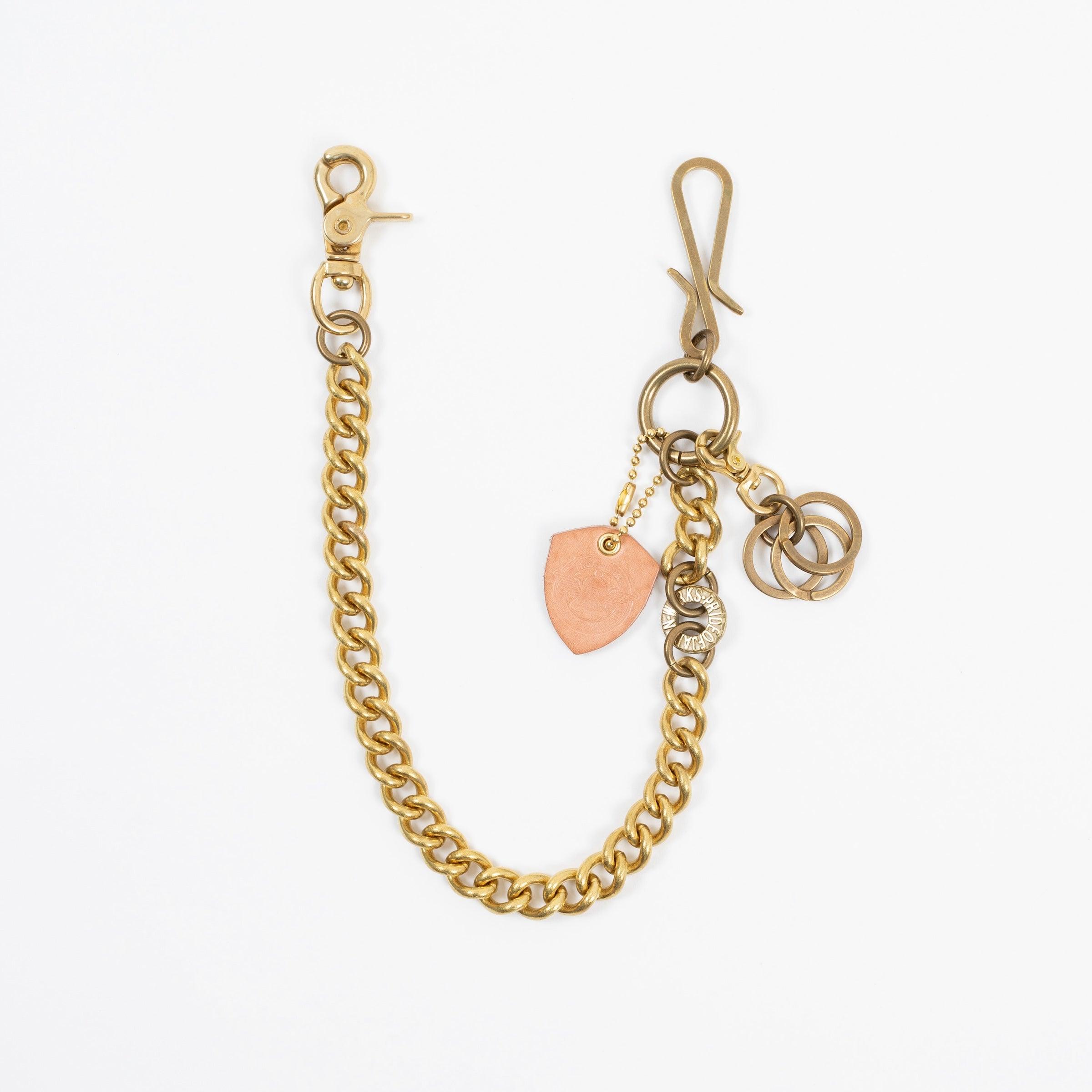 BRASS-W6 - Wallet Chain with Hook and Rings - Brass