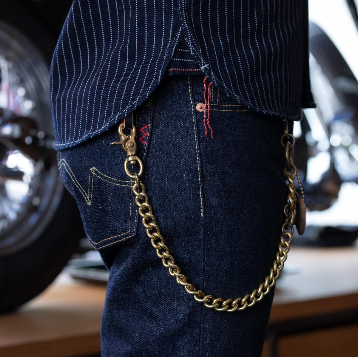 BRASS-W6 - Wallet Chain with Hook and Rings - Brass