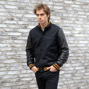 DE-JA002-BLK - Dehen 1920 x IH Germany Custom Varsity Jacket  - Black
