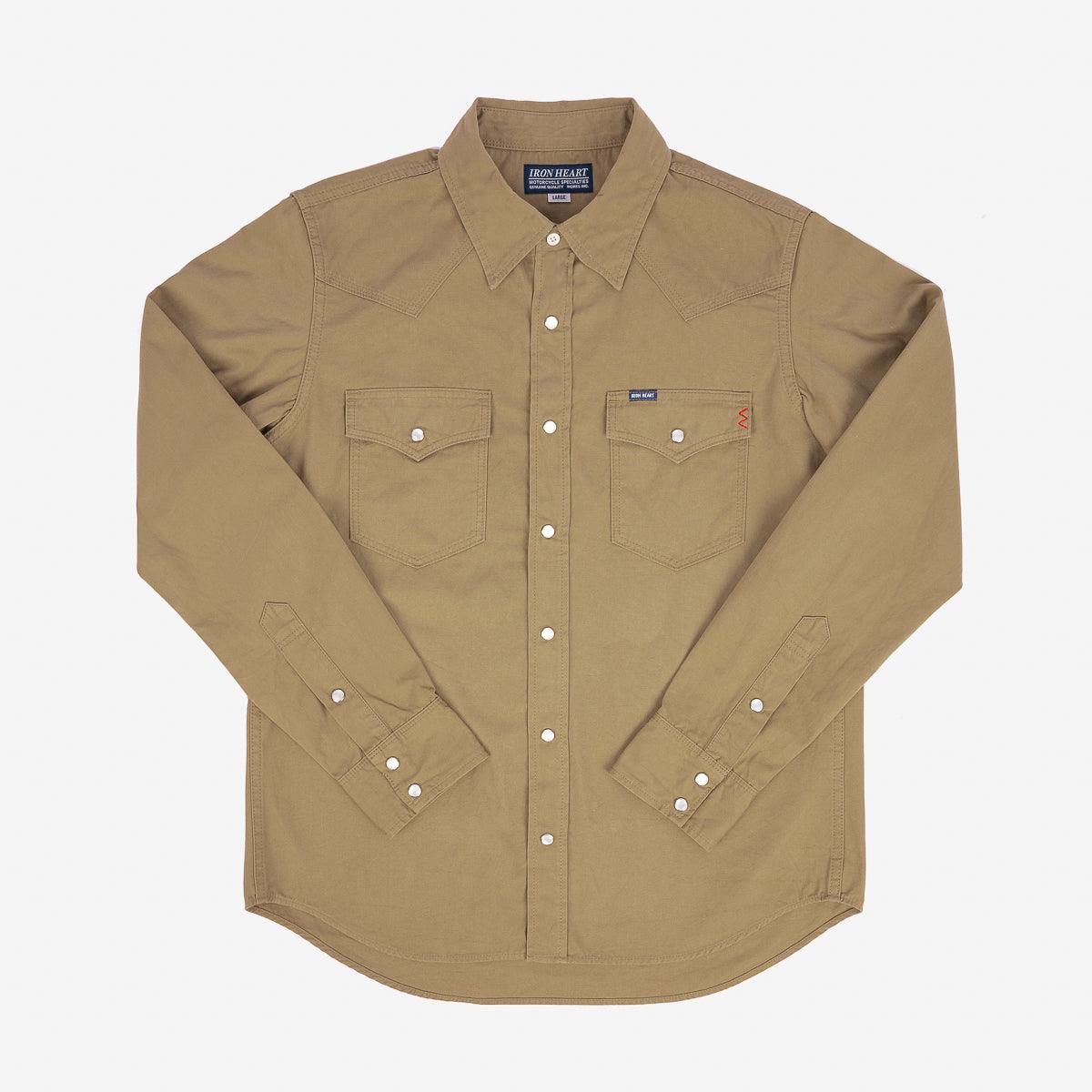 IHSH-394-KHA - 7oz Fatigue Cloth Western Shirt - Khaki