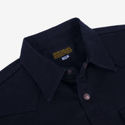 Image showing the IHSH-362-SBG - 16oz Non-Selvedge Denim CPO Shirt - Superblack (Fades to Grey) which is a Shirts described by the following info Iron Heart, Released, Shirts, Tops and sold on the IRON HEART GERMANY online store