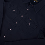 Image showing the IHSH-362-SBG - 16oz Non-Selvedge Denim CPO Shirt - Superblack (Fades to Grey) which is a Shirts described by the following info Iron Heart, Released, Shirts, Tops and sold on the IRON HEART GERMANY online store