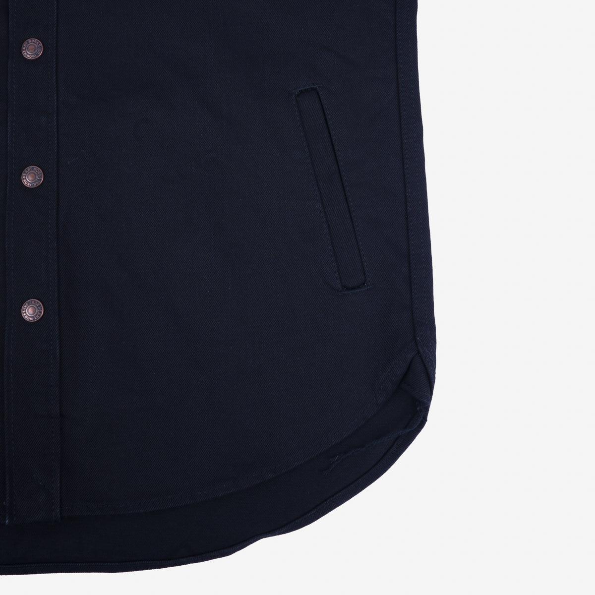 Image showing the IHSH-362-SBG - 16oz Non-Selvedge Denim CPO Shirt - Superblack (Fades to Grey) which is a Shirts described by the following info Iron Heart, Released, Shirts, Tops and sold on the IRON HEART GERMANY online store