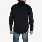 Image showing the IHSH-362-SBG - 16oz Non-Selvedge Denim CPO Shirt - Superblack (Fades to Grey) which is a Shirts described by the following info Iron Heart, Released, Shirts, Tops and sold on the IRON HEART GERMANY online store