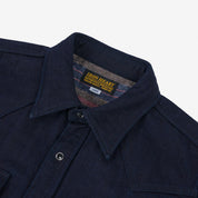 Image showing the IHSH-368-IND - 14oz Double Cloth Western Shirt - Indigo which is a Shirts described by the following info Iron Heart, Released, Shirts, Tops and sold on the IRON HEART GERMANY online store