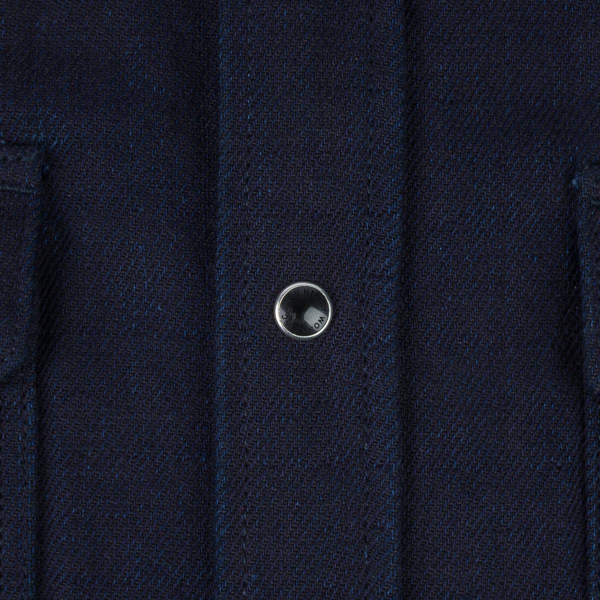 Image showing the IHSH-368-IND - 14oz Double Cloth Western Shirt - Indigo which is a Shirts described by the following info Iron Heart, Released, Shirts, Tops and sold on the IRON HEART GERMANY online store