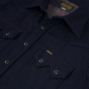 Image showing the IHSH-368-IND - 14oz Double Cloth Western Shirt - Indigo which is a Shirts described by the following info Iron Heart, Released, Shirts, Tops and sold on the IRON HEART GERMANY online store