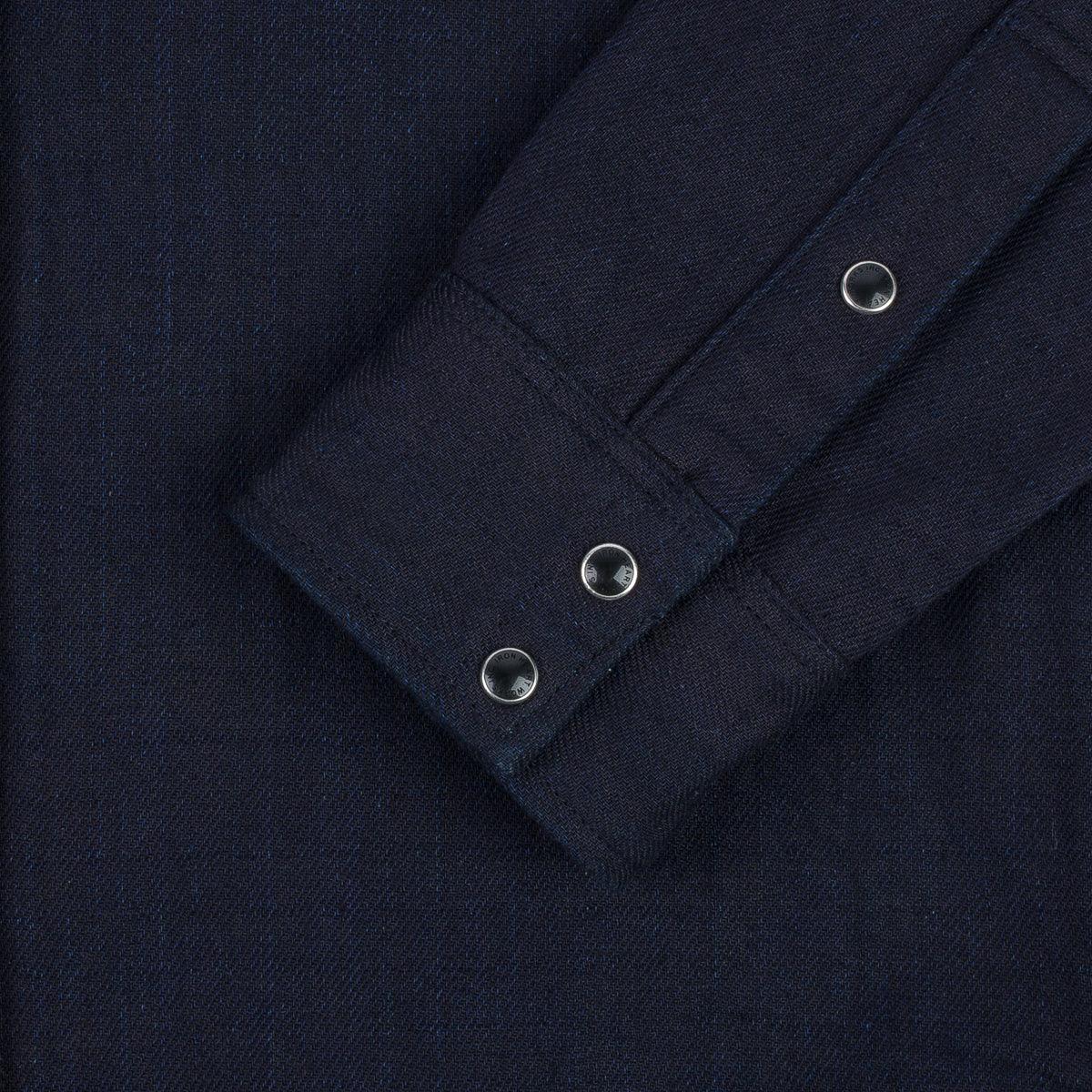 Image showing the IHSH-368-IND - 14oz Double Cloth Western Shirt - Indigo which is a Shirts described by the following info Iron Heart, Released, Shirts, Tops and sold on the IRON HEART GERMANY online store