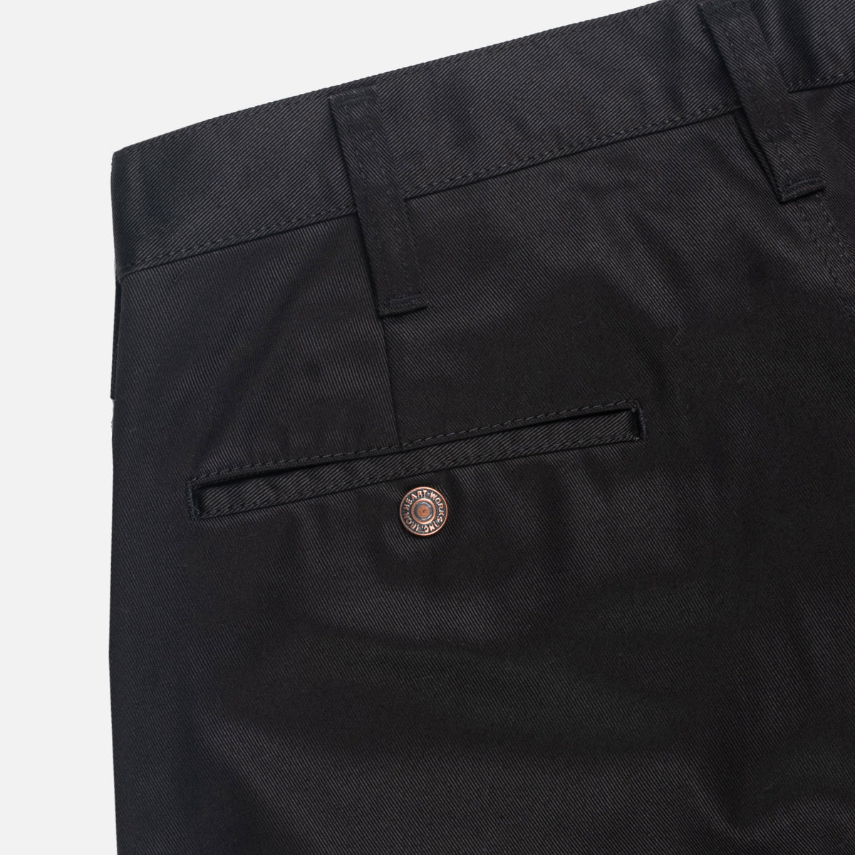 IH-721-BLK - 9oz Mercerised Selvedge Cotton Slim Tapered Chino - Black
