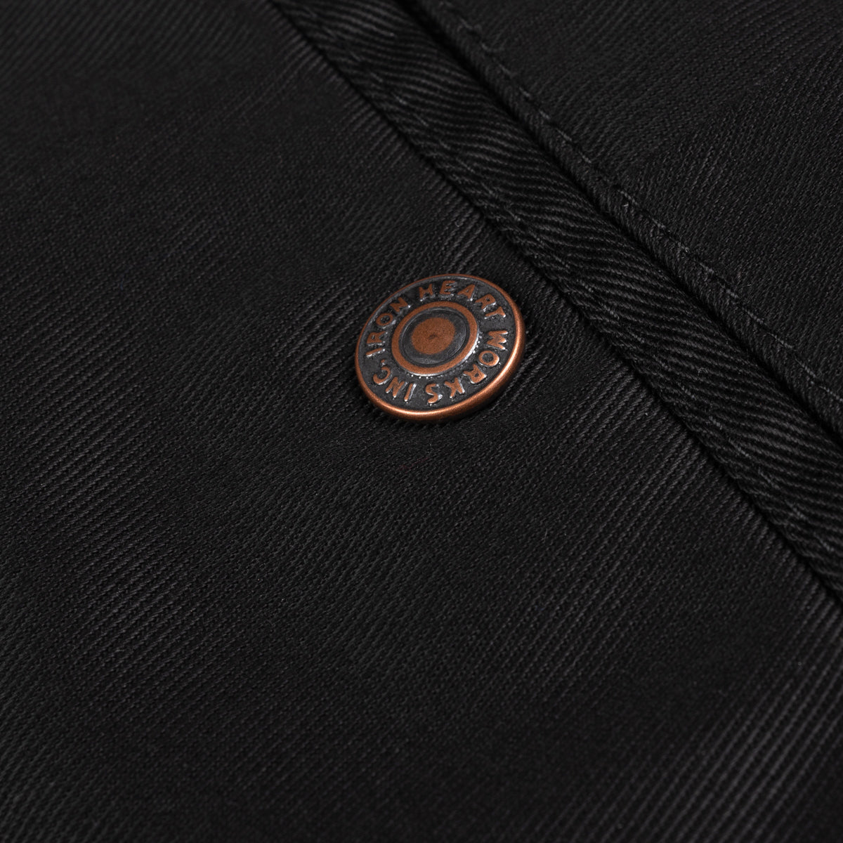 IH-721-BLK - 9oz Mercerised Selvedge Cotton Slim Tapered Chino - Black