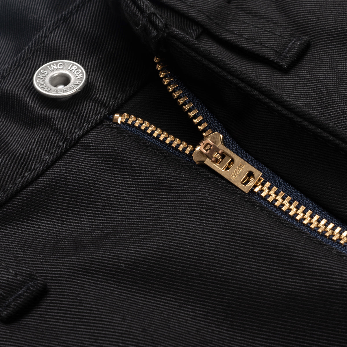 IH-721-BLK - 9oz Mercerised Selvedge Cotton Slim Tapered Chino - Black
