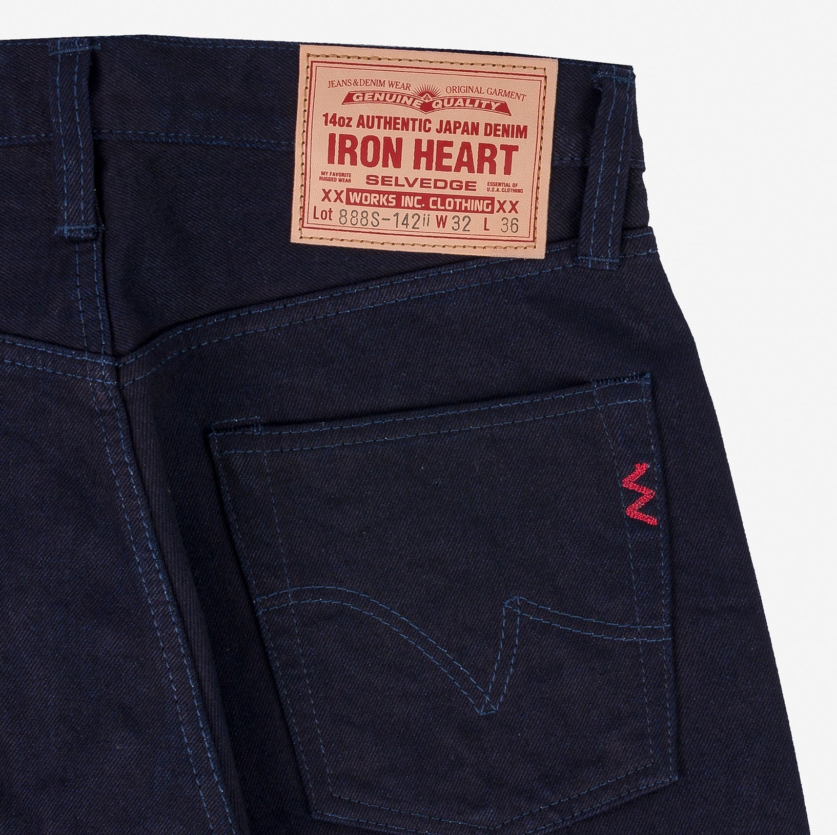 IH-888S-14II - 14oz Selvedge Denim Medium/High Rise Tapered Jeans - Indigo/Indigo