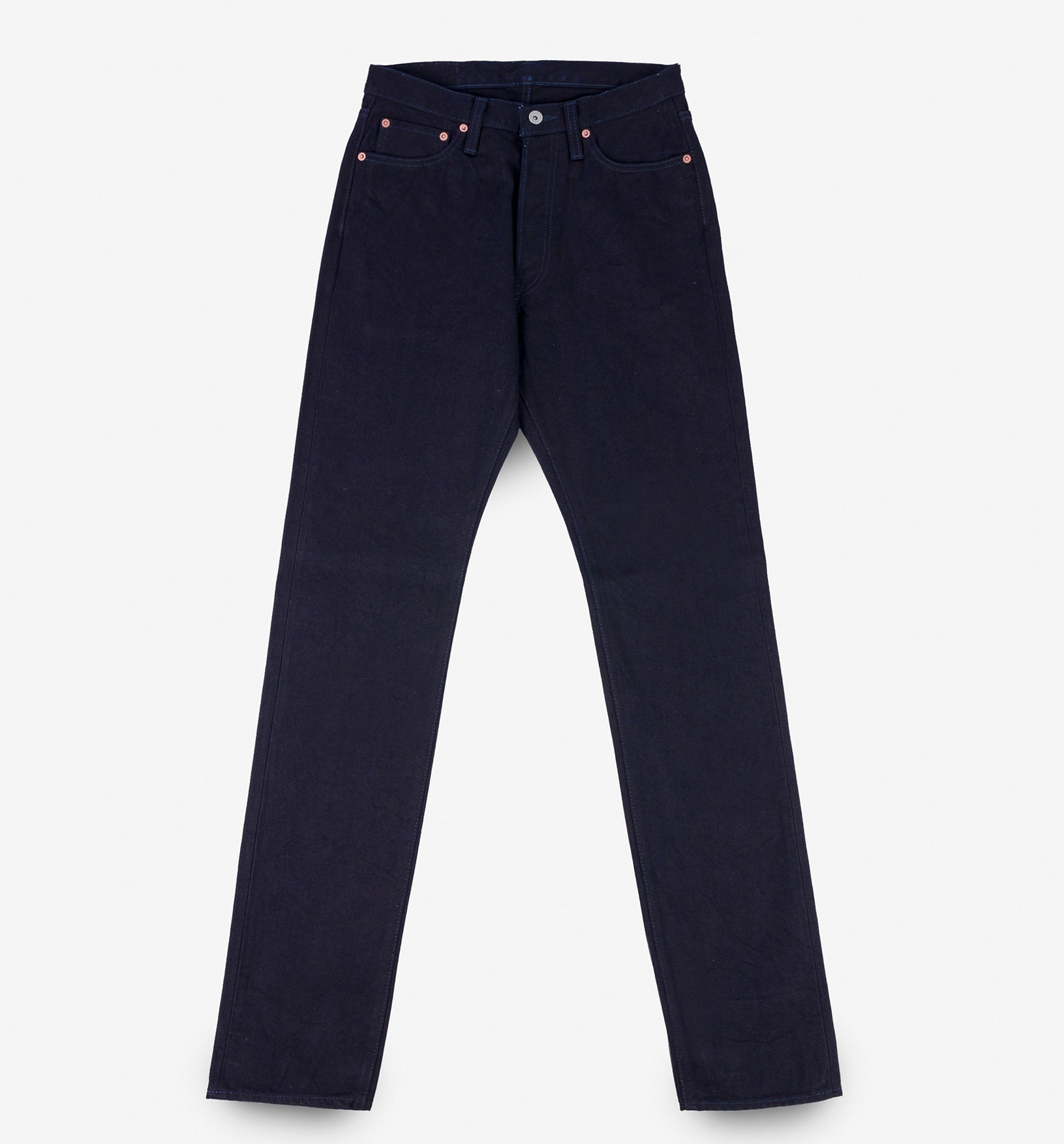 IH-888S-14II - 14oz Selvedge Denim Medium/High Rise Tapered Jeans - Indigo/Indigo