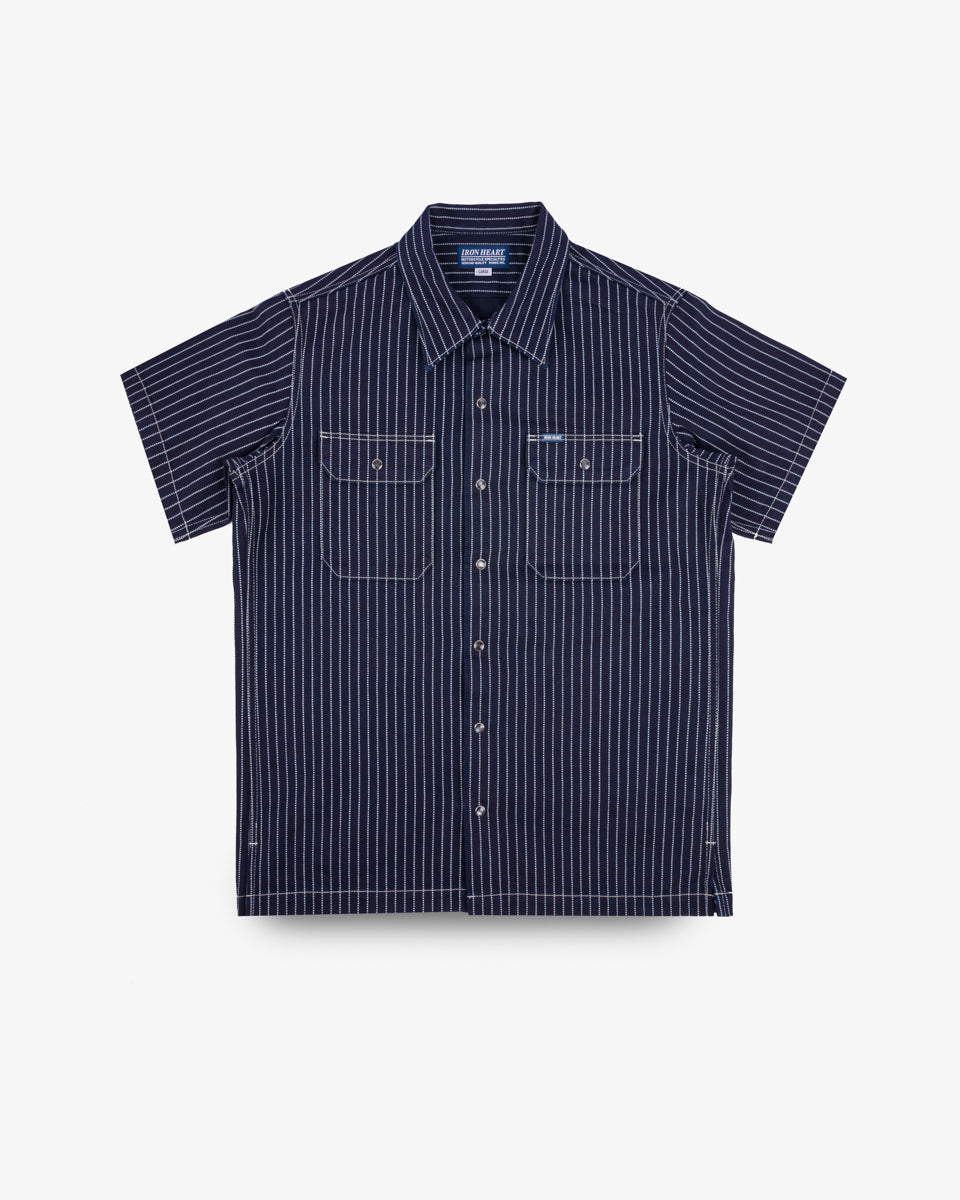 IHSH-416-IND - 10oz Wabash Short Sleeved Mechanic Shirt - Indigo