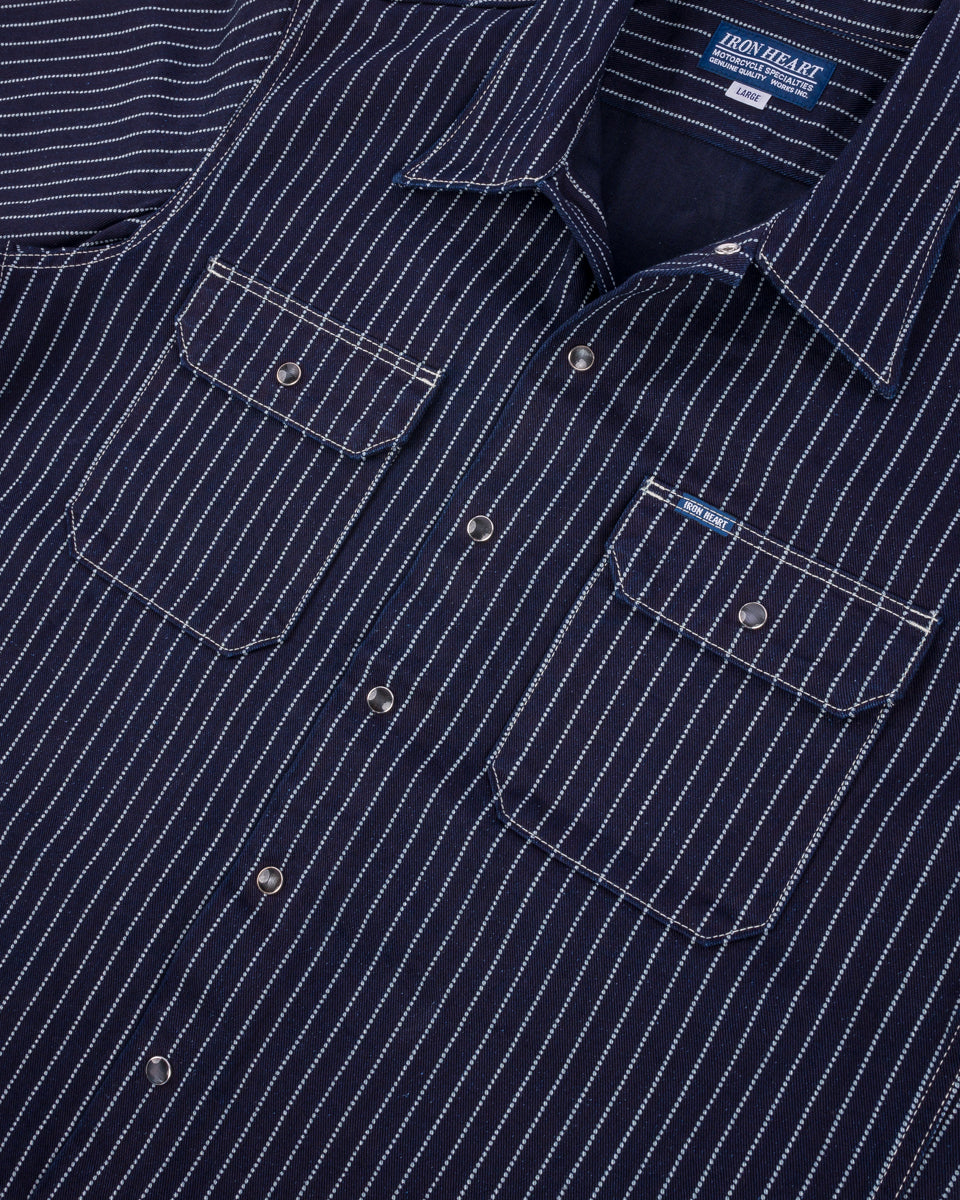 IHSH-416-IND - 10oz Wabash Short Sleeved Mechanic Shirt - Indigo