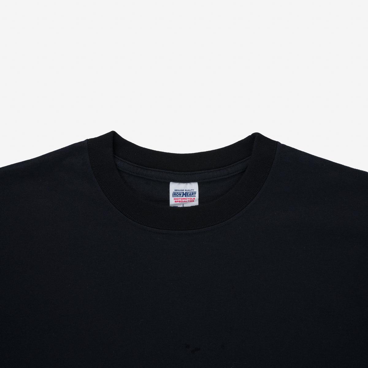IHTB-11-BLK - 7.5oz Cotton Long-Sleeved Crew Neck - Black with striped arms