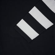 IHTB-11-BLK - 7.5oz Cotton Long-Sleeved Crew Neck - Black with striped arms