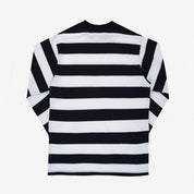 IHTB-09-BLK - 7.5oz Cotton Long-Sleeved Crew Neck - Black and White Stripes