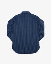 IHSH-402-NAV - Ultra Heavy Flannel Chalk Stripe Work Shirt - Navy