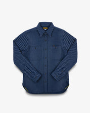 IHSH-402-NAV - Ultra Heavy Flannel Chalk Stripe Work Shirt - Navy