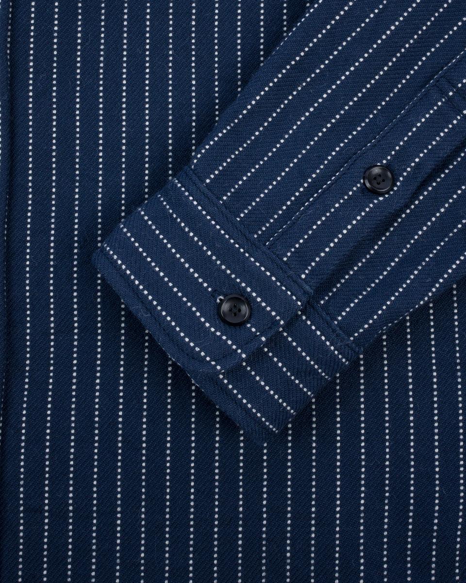 IHSH-402-NAV - Ultra Heavy Flannel Chalk Stripe Work Shirt - Navy