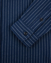 IHSH-402-NAV - Ultra Heavy Flannel Chalk Stripe Work Shirt - Navy