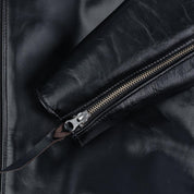 Image showing the IHJ-35-BLK -Japanese Horsehide Rider’s Jacket - Black (Tea-Core Dyed) which is a LEATHER JACKETS described by the following info Iron Heart, LEATHER JACKETS, Tops and sold on the IRON HEART GERMANY online store