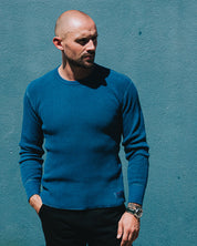 IHTL-1301-IND - Waffle Knit Thermal Long Sleeved Crew Neck - Indigo