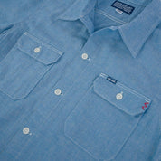 Image showing the IHSH-388-BLU - 4oz Short Sleeved Summer Shirt - Blue which is a Shirts described by the following info SS24 and sold on the IRON HEART GERMANY online store