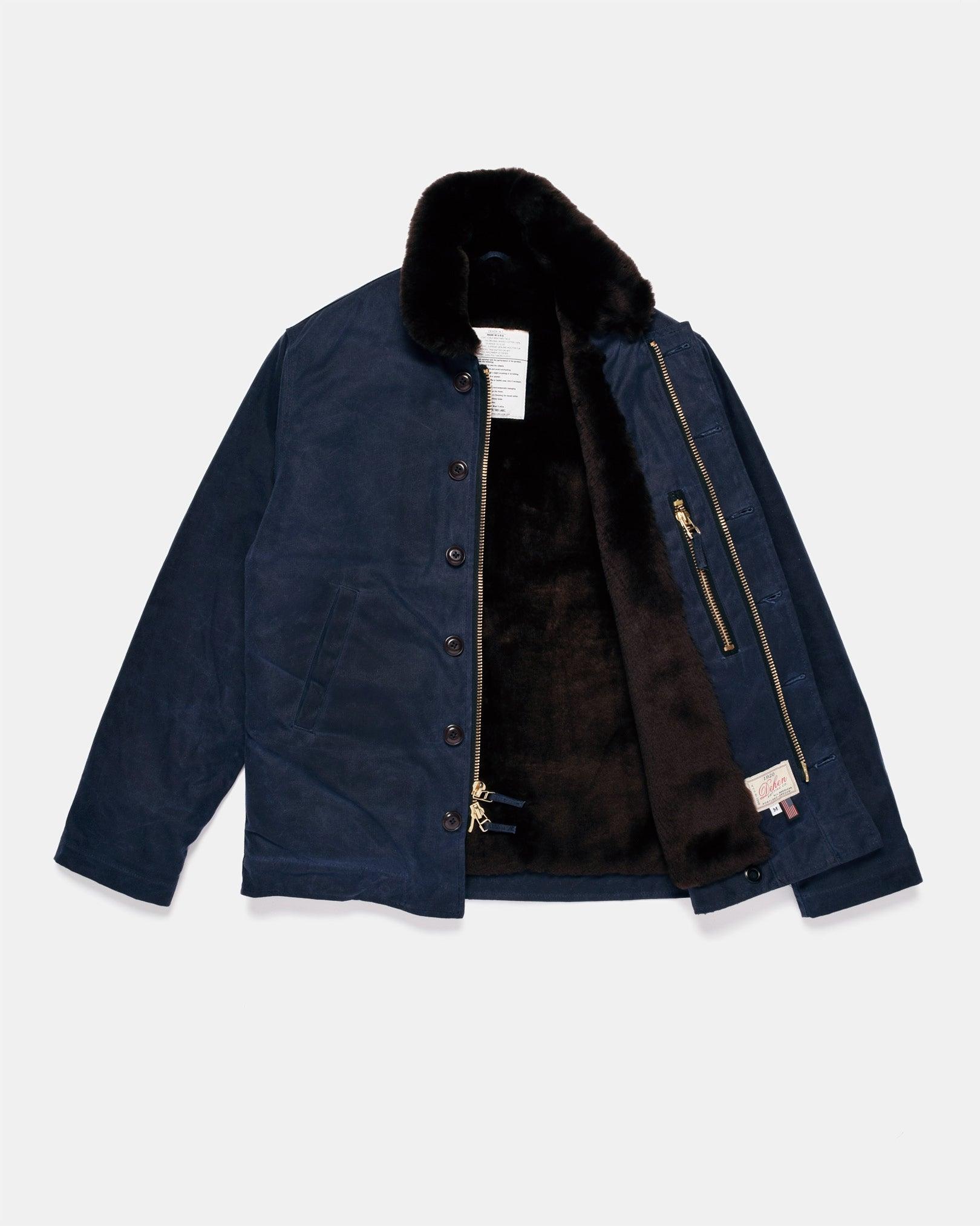 DE-N1-US-NAV - Dehen 1920 Waxed Canvas N-1 Deck Jacket - Navy