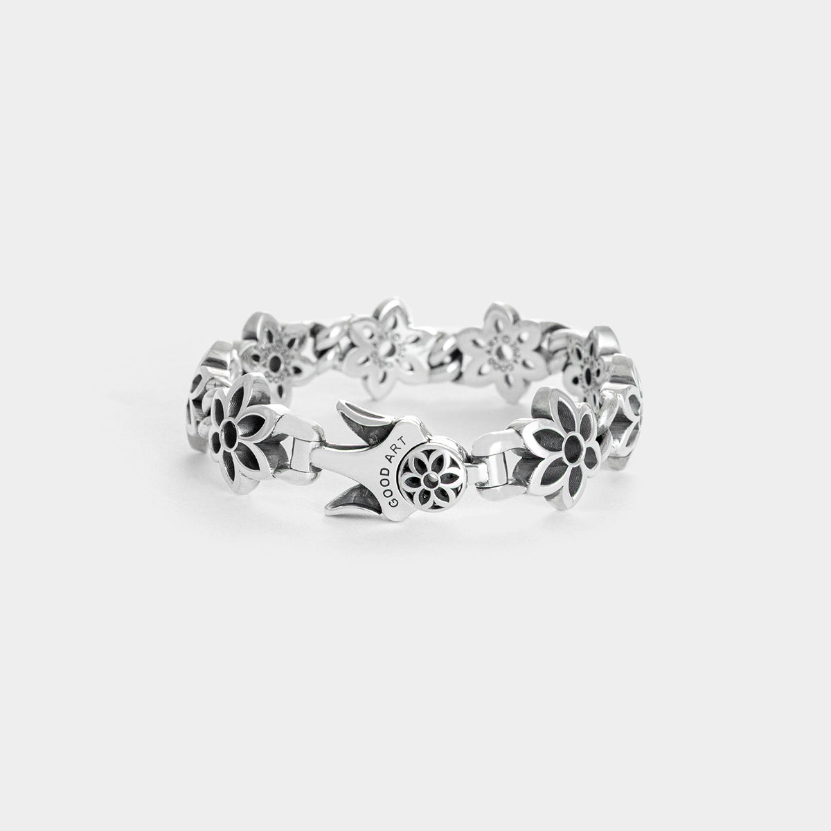 GA-MODEL-10-CUTOUT-4A - GOOD ART HLYWD Model 10 Cutout Rosette Bracelet 4A - Sterling Silver
