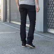 IH-555S-SBG - 21oz Selvedge Denim Slim Cut Jeans - Superblack (Fades To Grey)