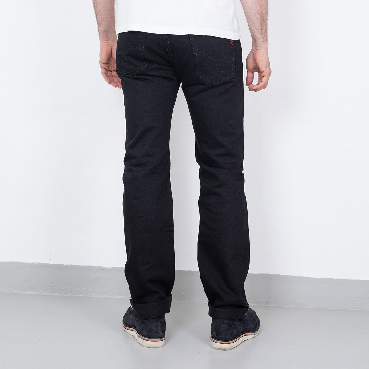 IH-666S-SBG - 21oz Selvedge Denim Slim Straight Jeans - Superblack (Fades To Grey)